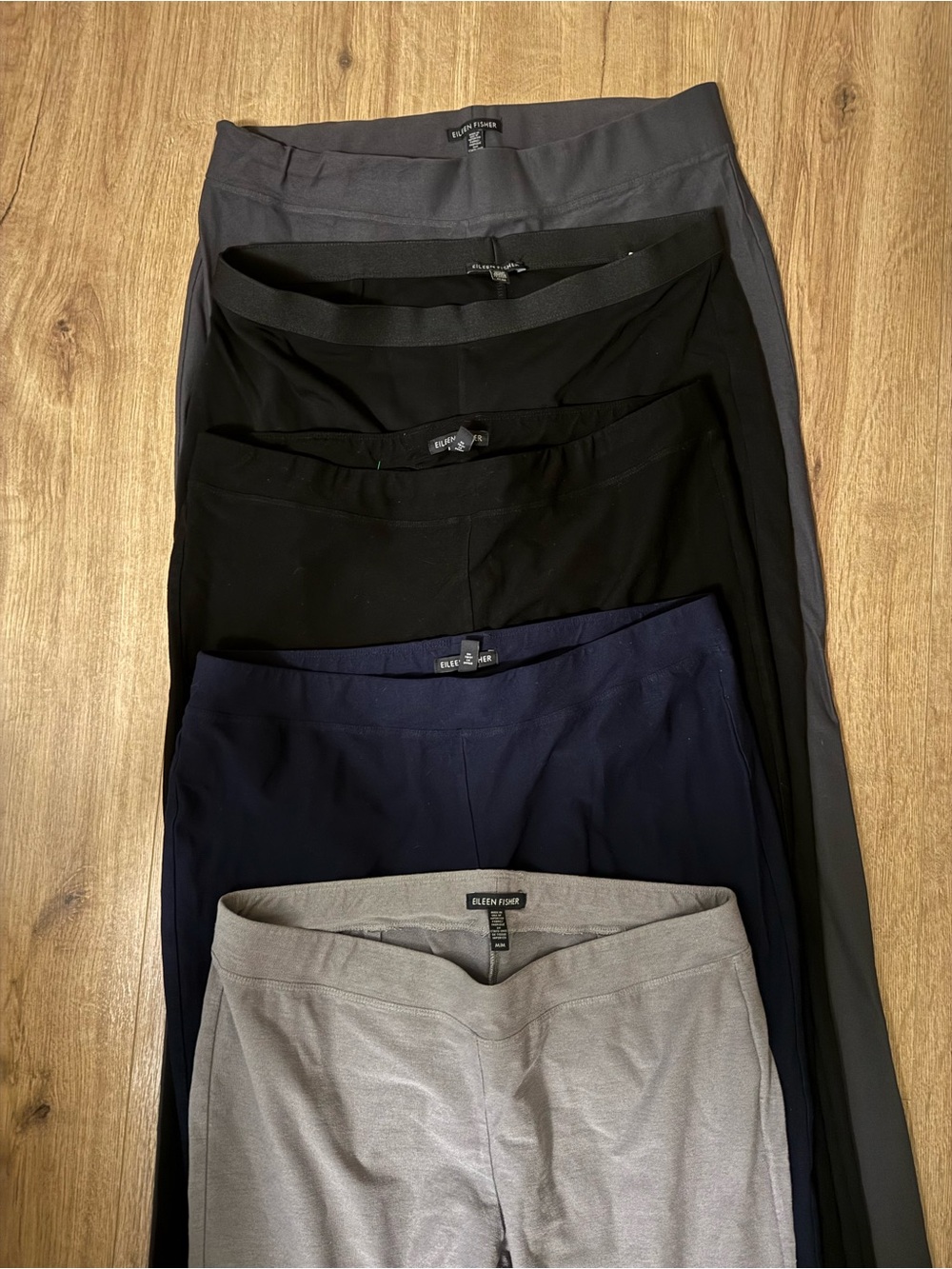 Set of 5! Eileen Fisher M Pants Leggings Gray Black Navy Blue
